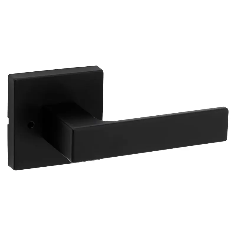 Kwikset Signature Privacy Lever Lock – Matte Black Square-Design Interior Door Handle 1