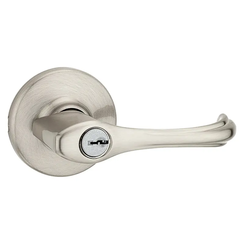Kwikset Smartkey Rekeyable Entry Lever – Bar Lock Design, Satin Nickel Finish, Grade 3 Residential Security 1