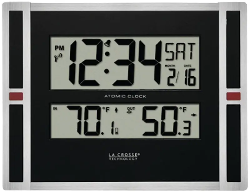 La Crosse 513-149 Digital Square Wall Clock – Black Frame, Plastic Face 1