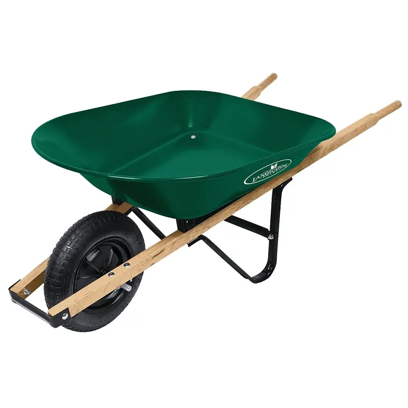Landscapers Select 34563 Steel Tray Wheelbarrow – 4-Cubic-Foot Capacity, Single Pneumatic Wheel 1