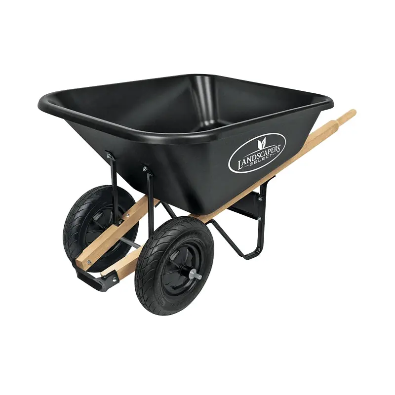 Landscapers Select 34565 Dual-Wheel Pneumatic Wheelbarrow – 8 Cu Ft Capacity, 16" Wheels 1