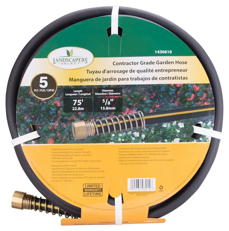 Landscapers Select Gh-585093L Reinforced Garden Hose – 75-Foot Black And Yellow Pvc/Rubber Hybrid 1