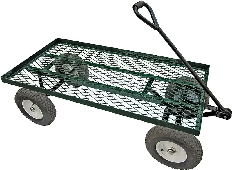 Landscapers Select Heavy-Duty Garden Cart – 1200-Lb Capacity, 4-Pneumatic-Wheel Steel Frame In Green 1
