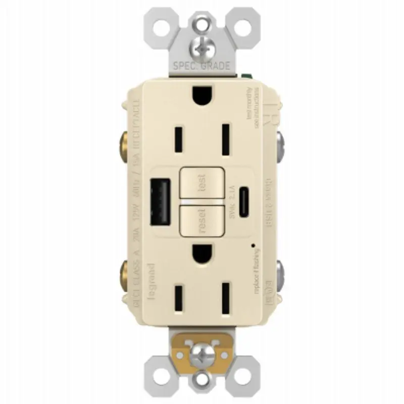 Legrand Radiant 1597Trusbaclac4 15A Gfci Outlet – 125V, Light Almond Finish 1