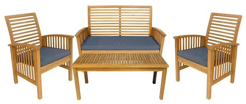 Leigh Country Sequoia Tx 36430 Acacia Hardwood Conversation Set – Natural Finish, 4-Piece Outdoor Living Collection 1