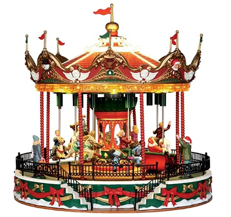 Lemax Santa Carousel Holiday Decor – Animated 4.5V Powered Miniature Carousel 1
