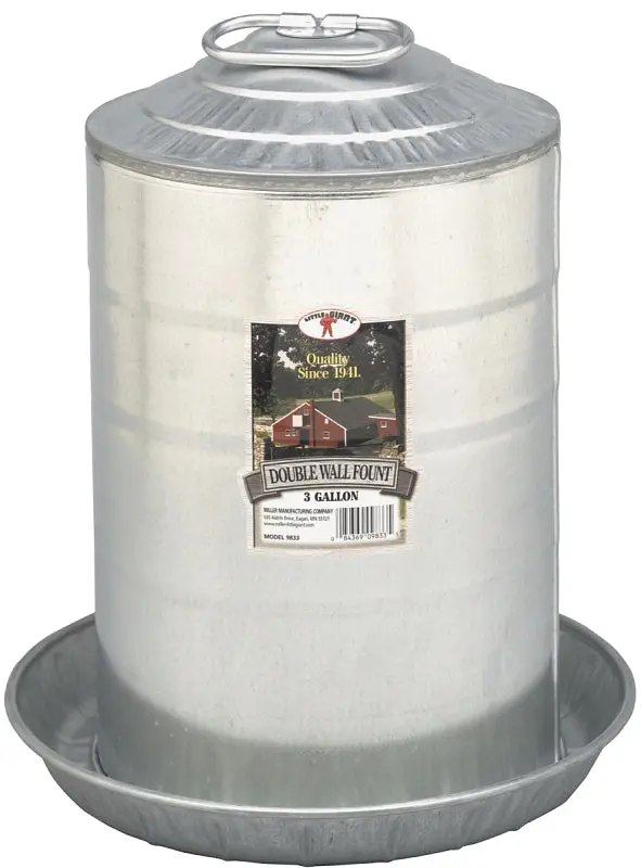 Little Giant 3-Gallon Galvanized Steel Poultry Waterer – Floor-Mounted Fount 1