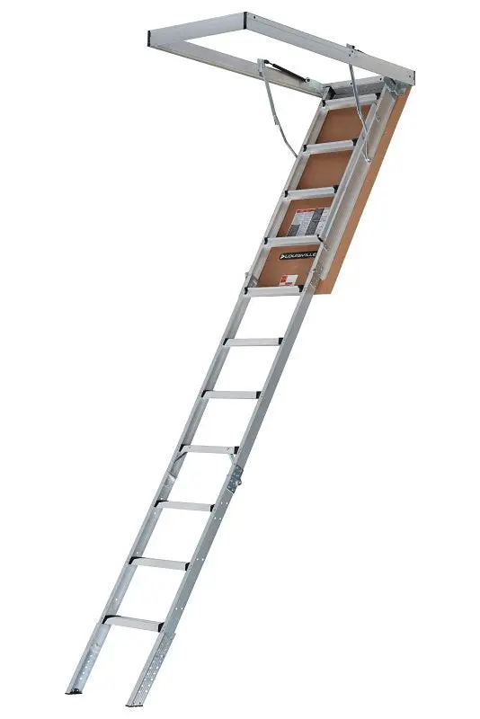 Louisville Aa2210 Elite Series Attic Ladder – 7'8"–10'3" Ceiling Range, 22.5"×54" Opening, 11-Step 1