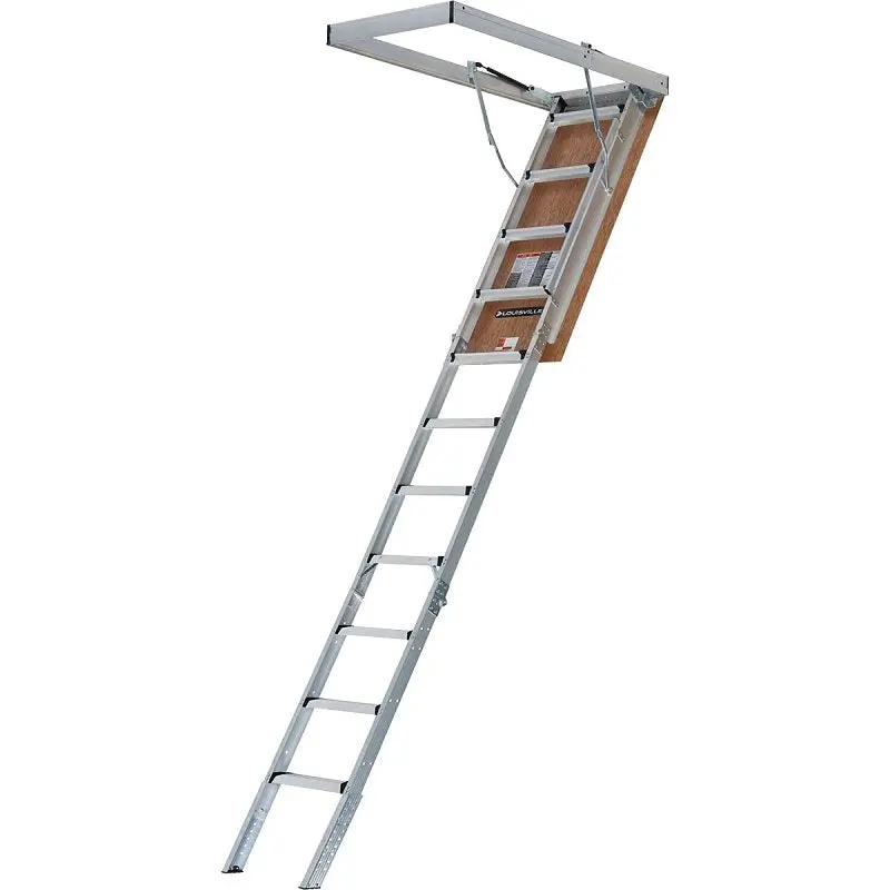 Louisville Al2540Mg-Ft Heavy-Duty Attic Ladder – 7'8"–10'3" Ceiling, 25.5"×54" Opening, 375 Lb Capacity 1