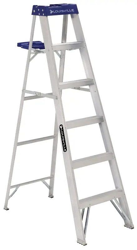 Louisville As2106 Aluminum Step Ladder – 6-Foot Height, Type I Duty Rated, 250-Pound Load Limit, 5-Step 1