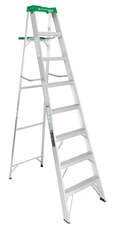 Louisville As4008 Aluminum Step Ladder – 8 Ft Height, 7-Step, 225 Lb Type Ii Duty Rating 1