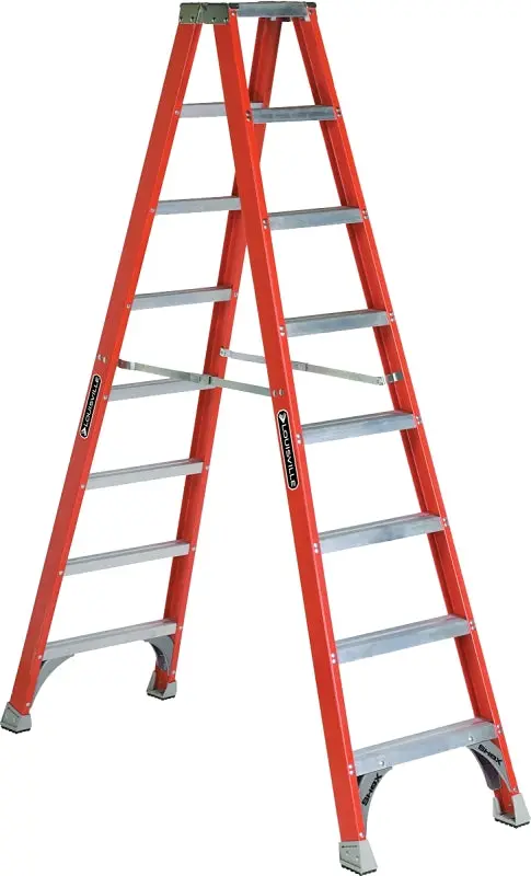 Louisville Fm1508 Twin-Front Fiberglass Step Ladder – 147 In Max Reach, 7-Step, 300 Lb Type Ia Duty 1