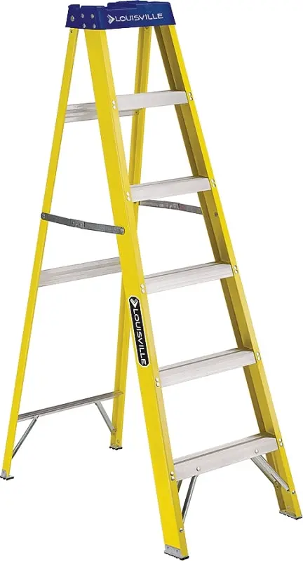 Louisville Fs2006 Fiberglass Step Ladder – 6-Foot Height, Type I Rated, 250-Pound Load, 5-Step 1