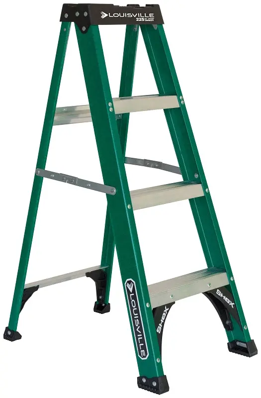 Louisville Fs4004 Fiberglass Step Ladder – 102 In Max Reach, 3-Step, 225 Lb Type Ii Duty 1