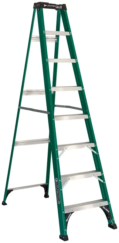 Louisville Fs4008 Fiberglass Step Ladder – 147 In Max Reach, 7-Step, 225 Lb Type Ii Duty 1