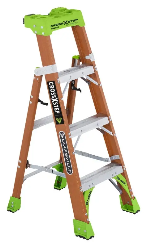Louisville Fxs1504 Fiberglass Cross Step Ladder – 4 Ft Tall, Type Ia Rated, 300 Lb Capacity, 4-Step 1