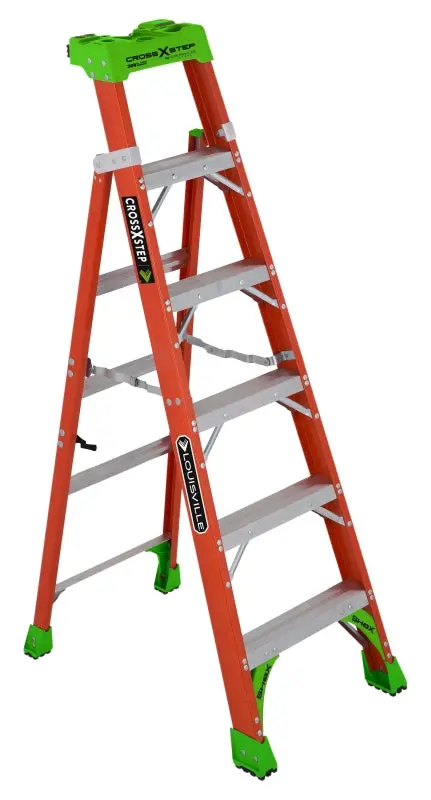Louisville Fxs1506 Fiberglass Cross Step Ladder – 6-Foot Height, Type Ia Rated, 300-Pound Load, 6-Step 1