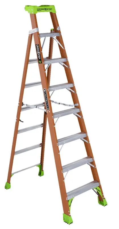 Louisville Fxs1508 Fiberglass Cross Step Ladder – 8-Foot Height, Type Ia Rated, 300-Pound Capacity, 8-Step 1