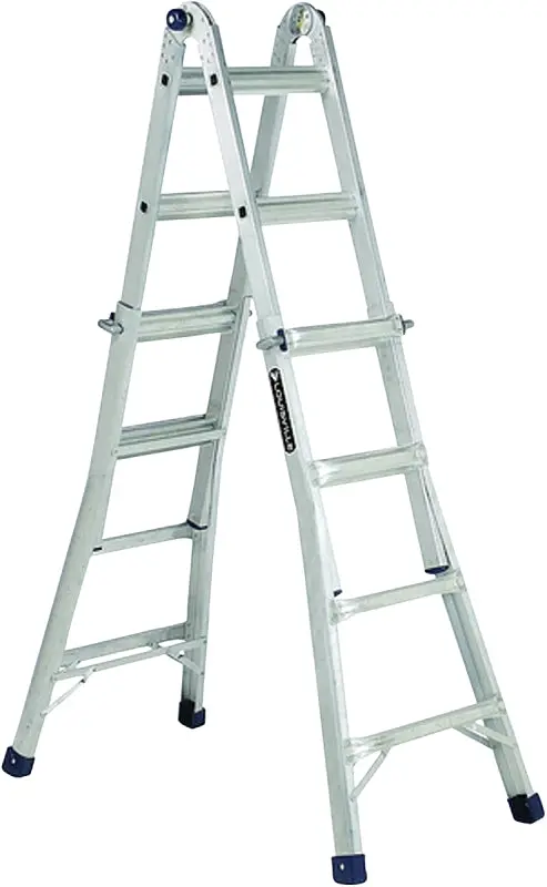 Louisville L-2098-22 Multi-Position Aluminum Ladder – Adjustable 11–19 Ft Reach, 20-Step, Type Ia Rated 1