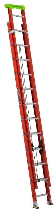 Louisville L-3022-24Pt Fiberglass Extension Ladder – 286 In Reach, 300 Lb, Orange Finish, 1.5" Rungs 1