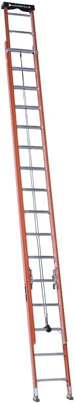 Louisville L-3022-32Pt Fiberglass Extension Ladder – 32-Step, 300-Pound Duty, 1.5-Inch Deep Rungs 1