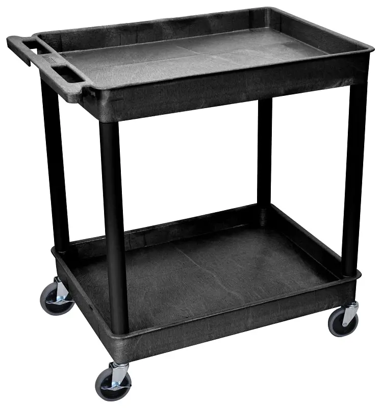 Luxor Tc11-B Heavy-Duty Utility Cart – 400 Lb Capacity, Two-Tier Steel Frame, 32" Wide × 37.5" Tall, Matte Black Finish 1