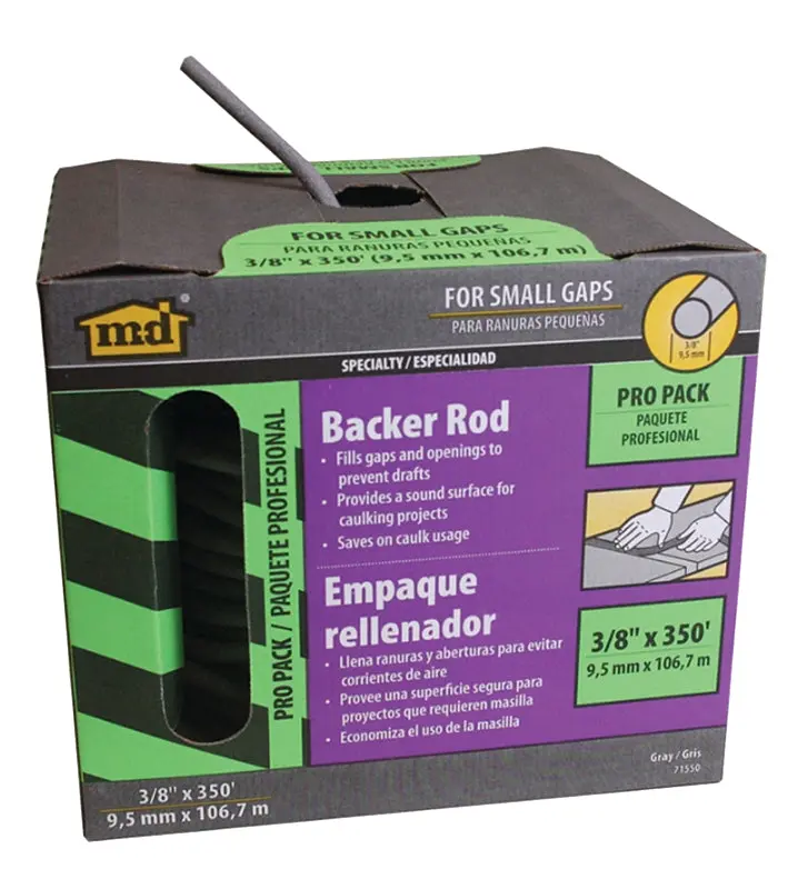 M-D 3/8" Diameter Polyethylene Backer Rod – 350 Feet, Gray 1