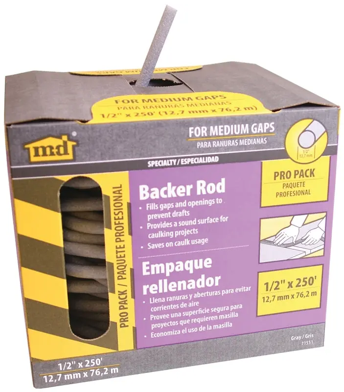 M-D Building Products 1/2" Diameter Backer Rod – 250-Foot Gray Polyethylene Foam Sealant Base 1