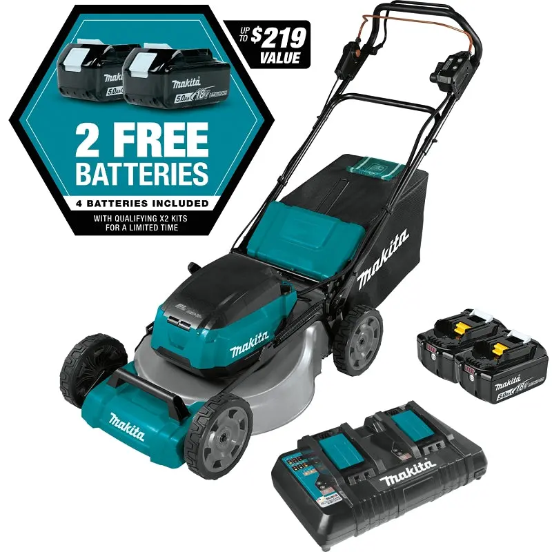 Makita 18V Brushless 21" Commercial Lawn Mower Kit – Includes 5Ah Battery, Lithium-Ion Power 1