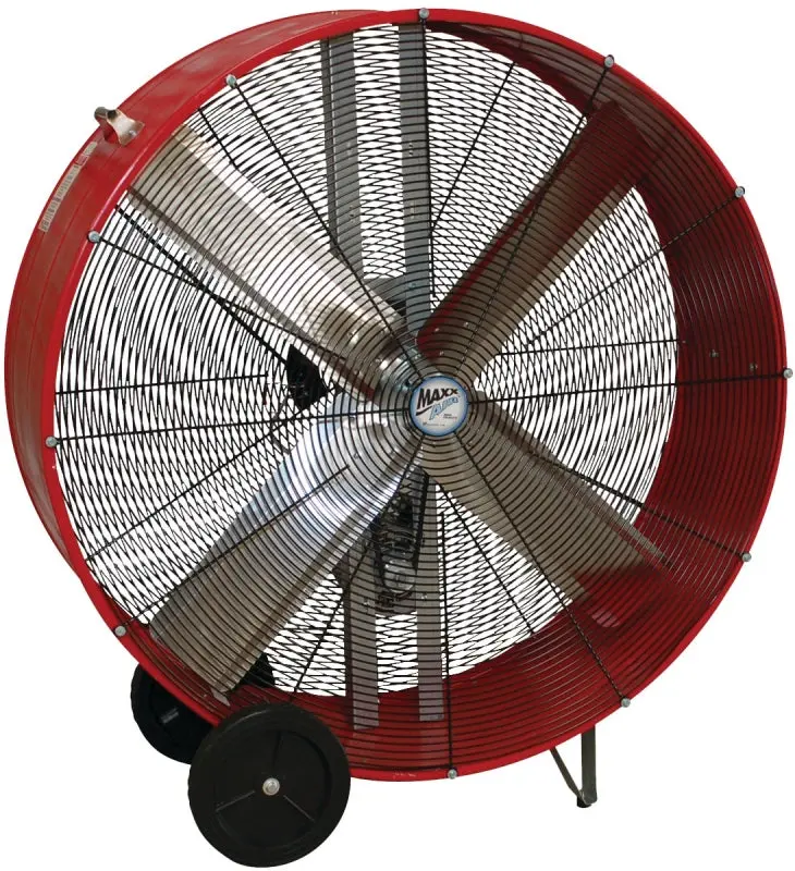 Maxxair Bf48Bdred Dual-Speed Portable Drum Fan – 120V, 10,100–18,000 Cfm Output, Black And Red Housing 1