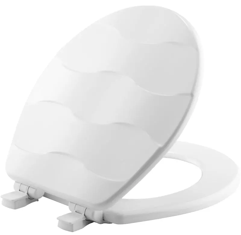 Mayfair 33Slow000 Round Wood Toilet Seat – Easy-Clean Hinge Design, Smooth Satin Finish 1