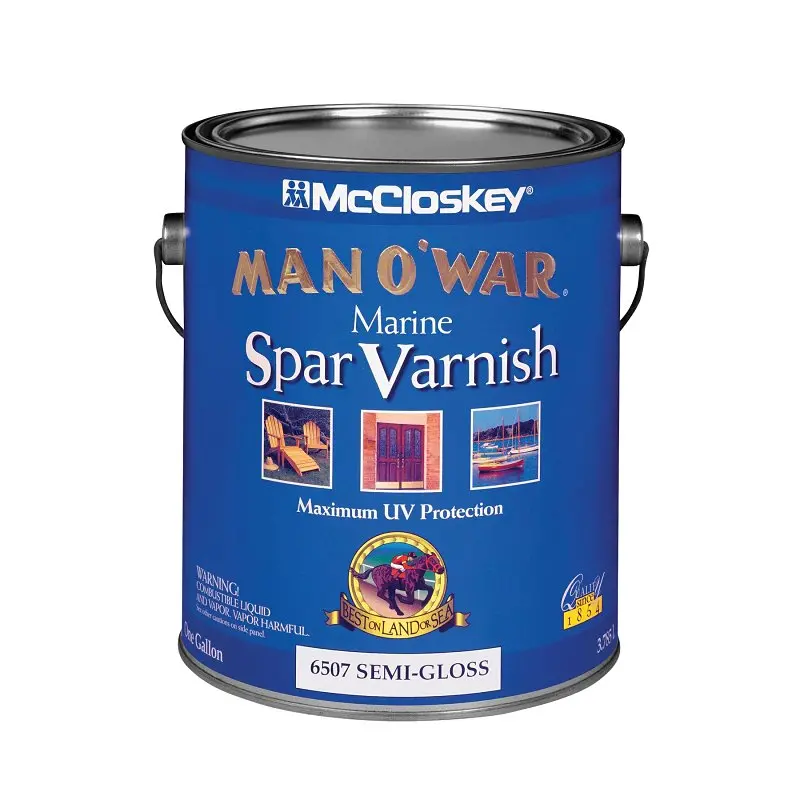 Mccloskey Man O' War 080.0006507.007 Semi-Gloss Marine Spar Varnish – Clear Liquid Formula, 1-Gallon Can 1