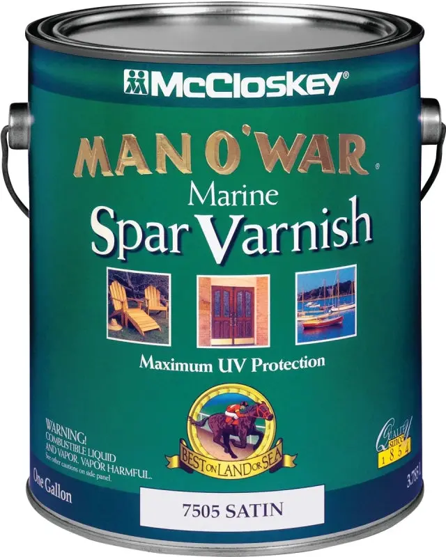 Mccloskey Man O’ War Spar Varnish – Satin Clear Finish, Oil-Based Marine-Grade Formula, 1-Gallon Container 1