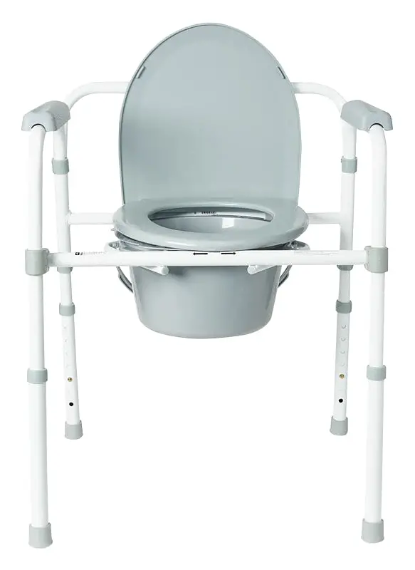 Medline G1-200Rx1 White 3-In-1 Folding Bedside Commode – 14.5" Wide Seat 1