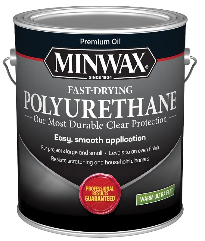Minwax Warm Ultra-Flat Fast-Drying Polyurethane Wood Finish – 1-Gallon Clear Liquid Coating 1