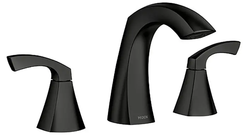 Moen 84504Bl Two-Handle Bathroom Faucet – Stainless Steel Finish, 1.2 Gpm Flow, Lever Handles, 3-Hole Mount 1