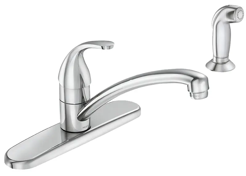 Moen Adler Kitchen Faucet – 1.5 Gpm Flow, Chrome-Plated Brass, 4-Hole Deck Mount, Lever Handle Design 1