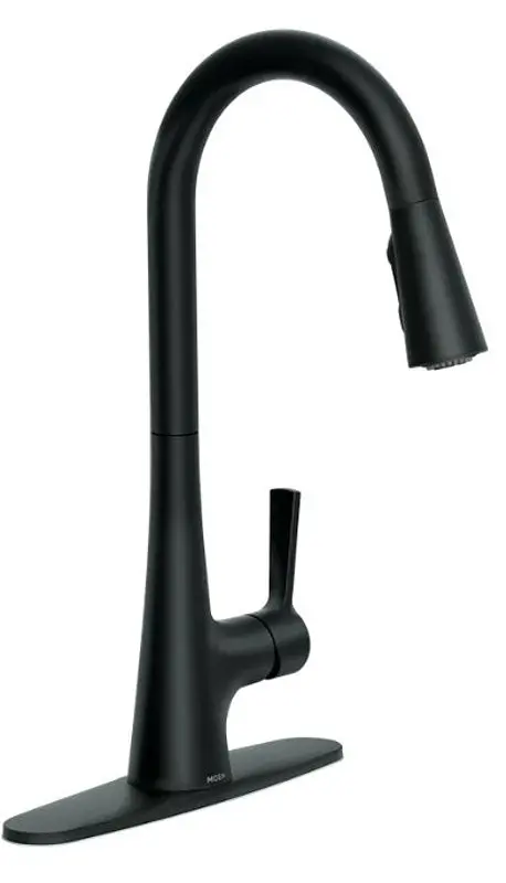 Moen Mikah 87069Bl Pull-Down Kitchen Faucet – Single-Handle, 1.5 Gpm, Deck-Mounted Metal Design 1