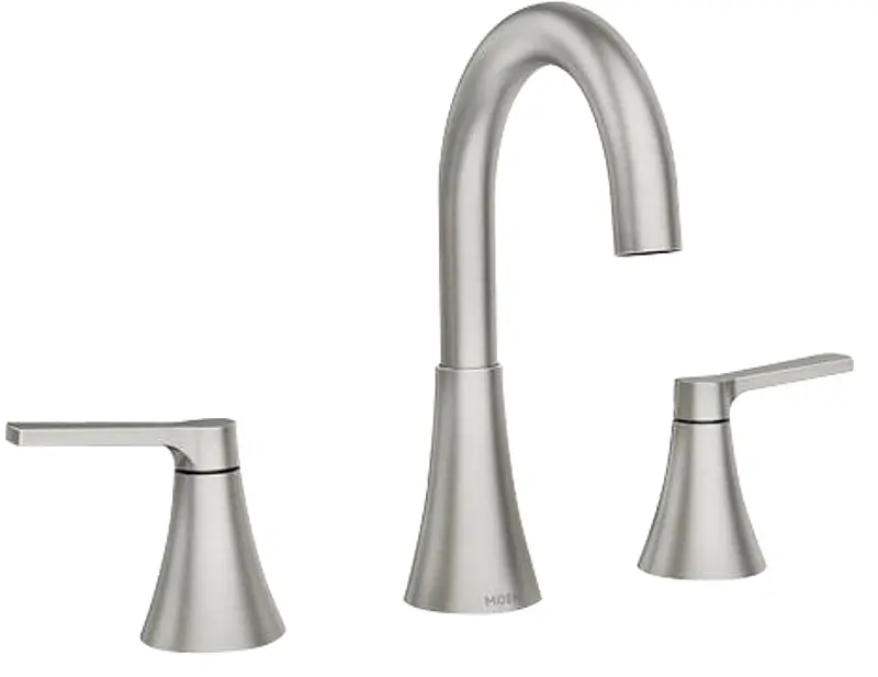 Moen Mikah Brushed Nickel Bathroom Faucet – 5-Inch Spout Reach, Dual Handle, 1.2 Gpm Flow 1