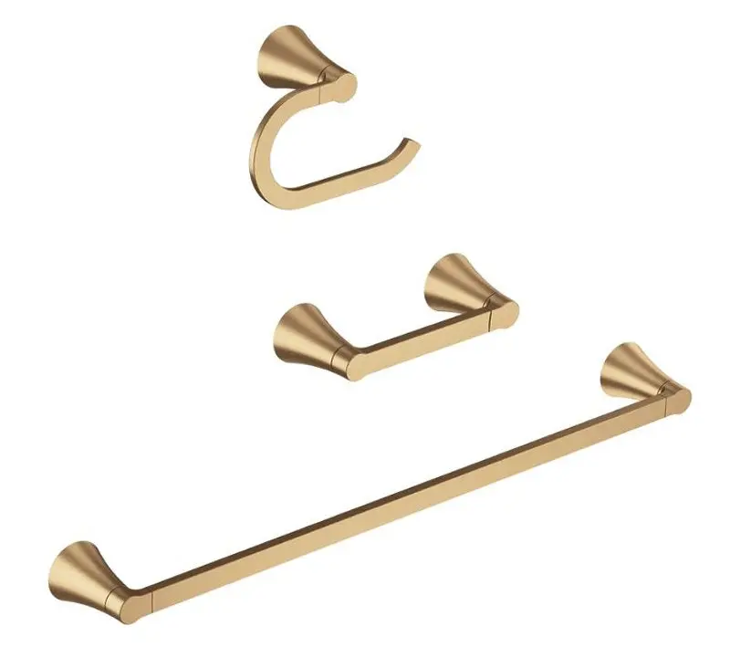 Moen Mikah Y0733Bzg Bathroom Fixture Set – 3-Piece Brushed Gold Zinc Collection 1