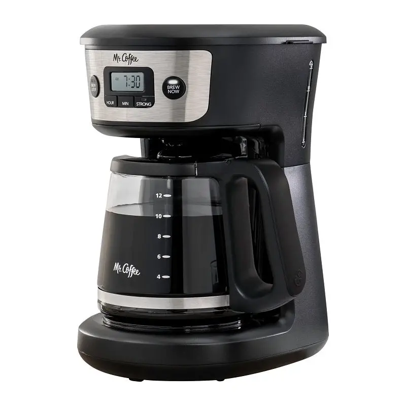 Mr. Coffee 2176620 Programmable 12-Cup Coffee Maker – 900W, Stainless Steel Accents, Black Housing 1