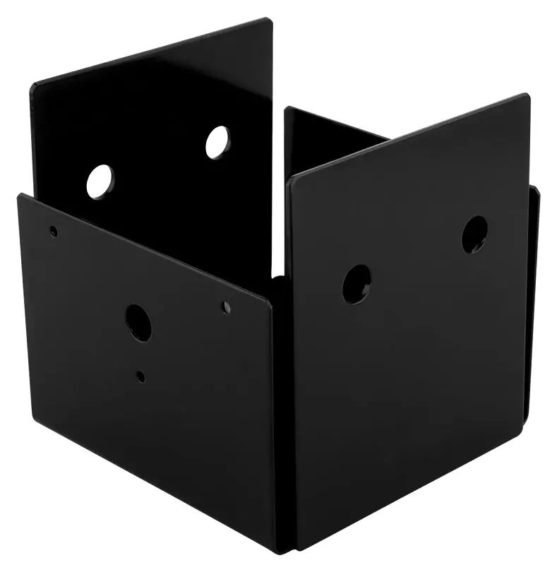 National Hardware Indio N800-211 6X6 Post Base – Storm Shine Black Powder-Coated Steel/Plastic Hybrid 1