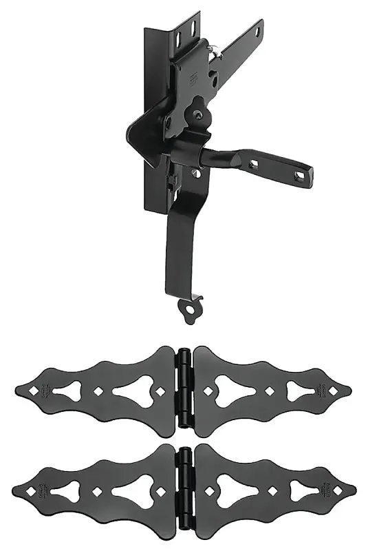National Hardware V867 N109-015 Steel Gate Hardware Kit – Black Finish, Single-Piece Assembly 1