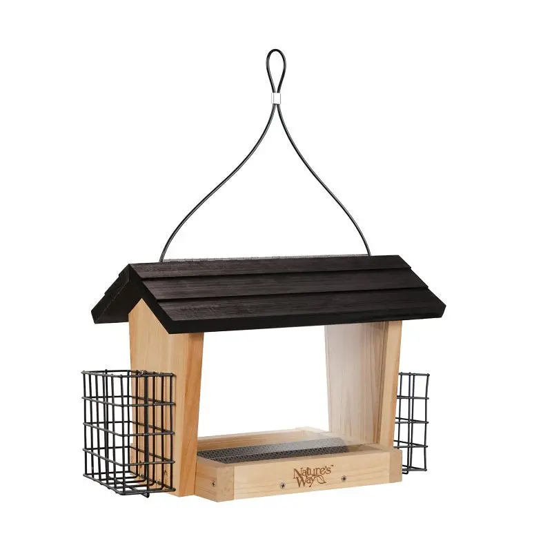 Nature'S Way Cwf19 Cedar & Steel Hopper Bird Feeder – 6-Quart Capacity, Single-Port Design For Mixed Seeds 1