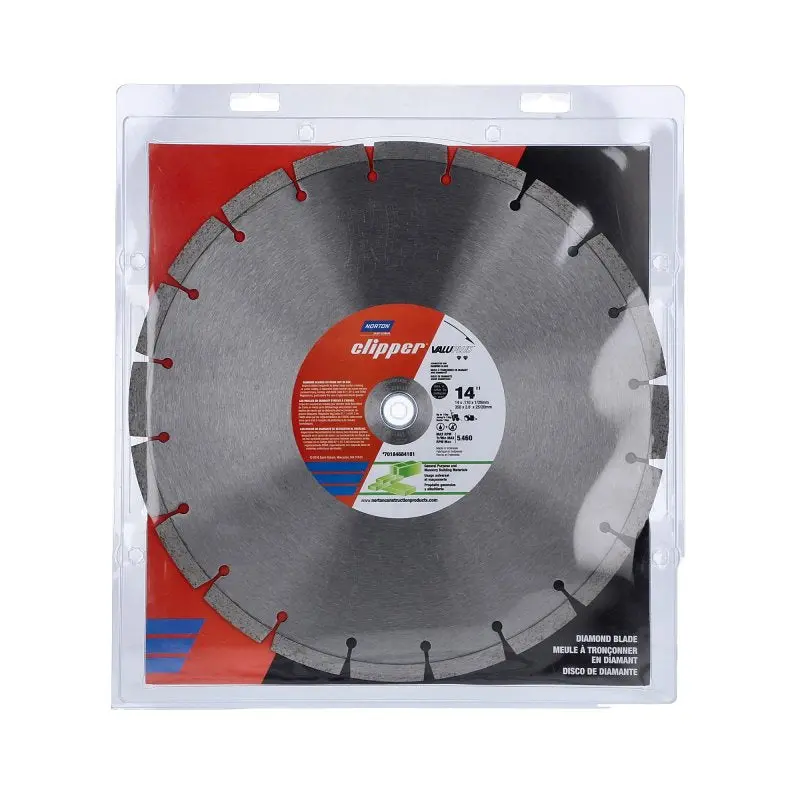 Norton Clipper Valuplus 14" High-Speed Diamond Blade – Segmented Rim, 1–20 Mm Arbor Compatibility 1