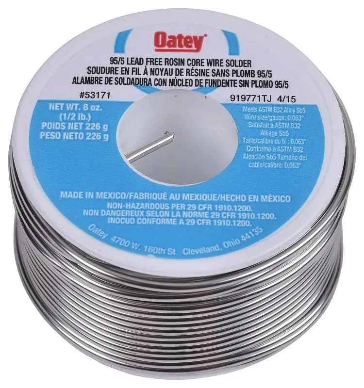 Oatey 53171 Rosin-Core Electrical Solder – 1/2 Lb Spool, Silver-Alloy, 450–464°F Melting Range 1
