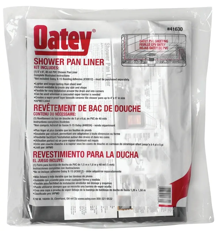 Oatey Pvc Shower Pan Liner With Integrated Dam Corners – 6 Ft × 5 Ft, Gray Waterproof Membrane 1