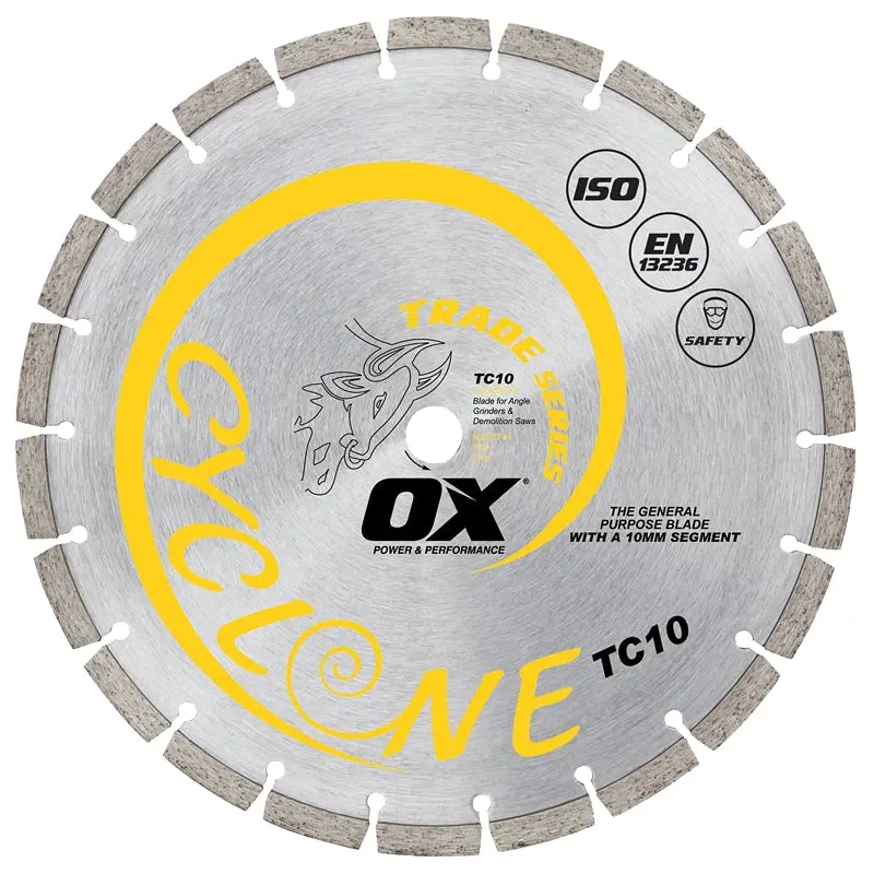 Ox Trade Tc10 Diamond Blade – 14-Inch Diameter, 1–20 Mm Arbor, Segmented Rim For Steel Cutting 1