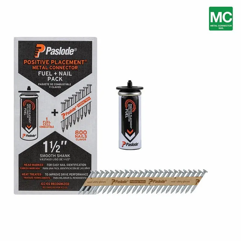 Paslode 1-1/2" Galvanized Smooth-Shank Nail & Fuel Kit – Weather-Resistant, Tape-Collated 1