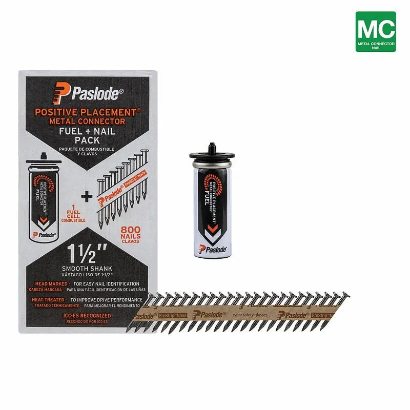 Paslode 1-1/2" Smooth-Shank Fuel & Nail Kit – Bright Finish, Paper-Tape Collation 1